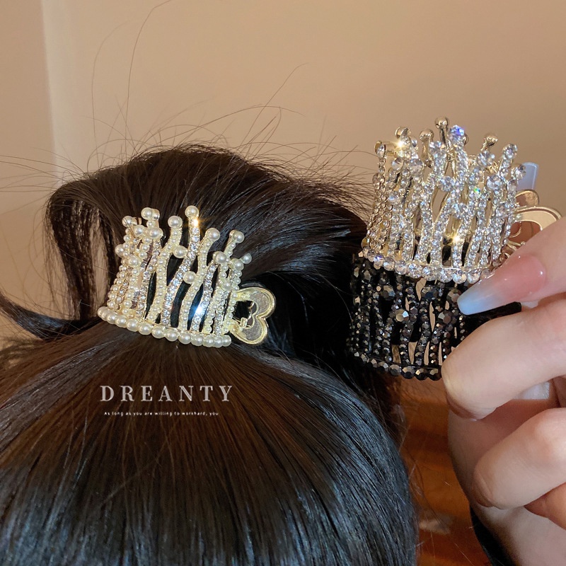 Kẹp Tóc Hình Vương Miện Đính Ngọc Trai Giả Thời Trang