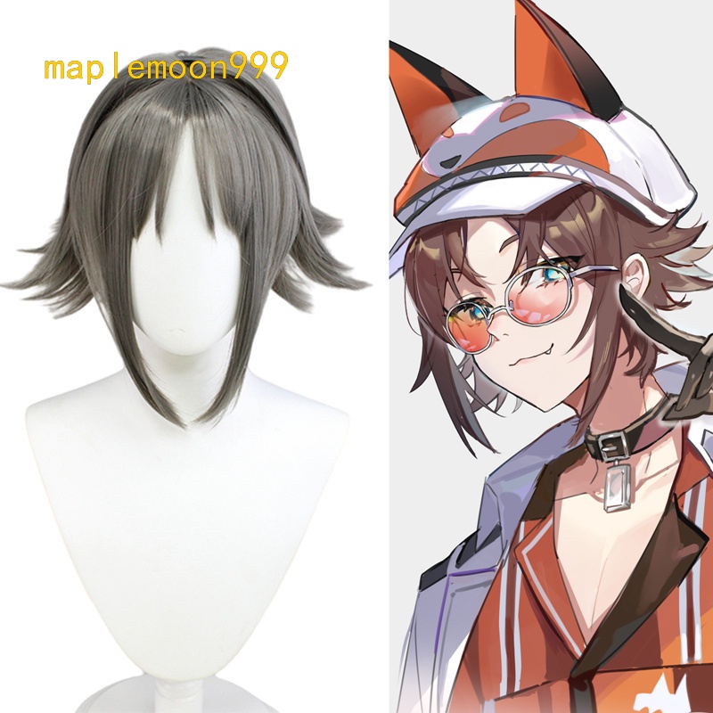 Tóc Giả Ngắn Màu Gradient Xanh Xám Dùng Hóa Trang