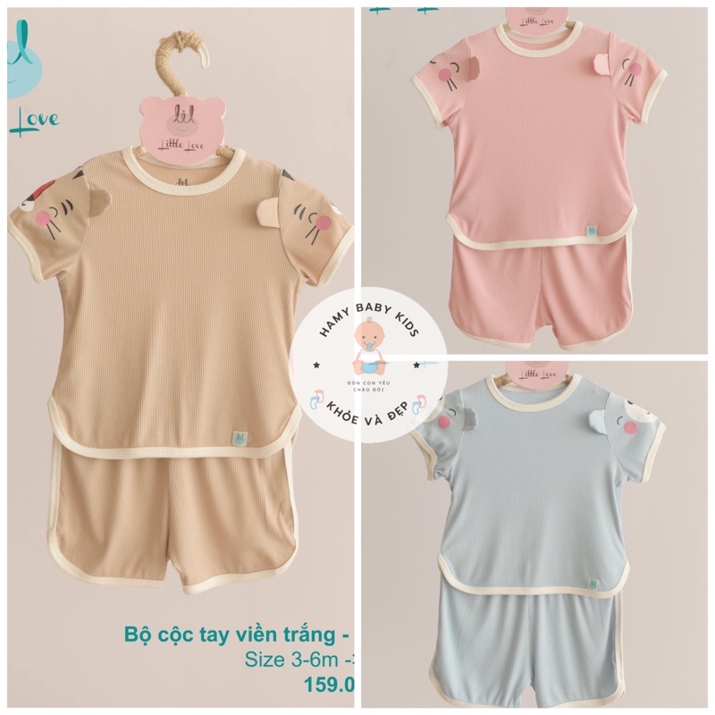 Little Love Bộ Cộc Tay Chất Thun Tăm In Tràn Lil Mềm Mại Thoáng Mát Cho Bé Trai Bé Gái