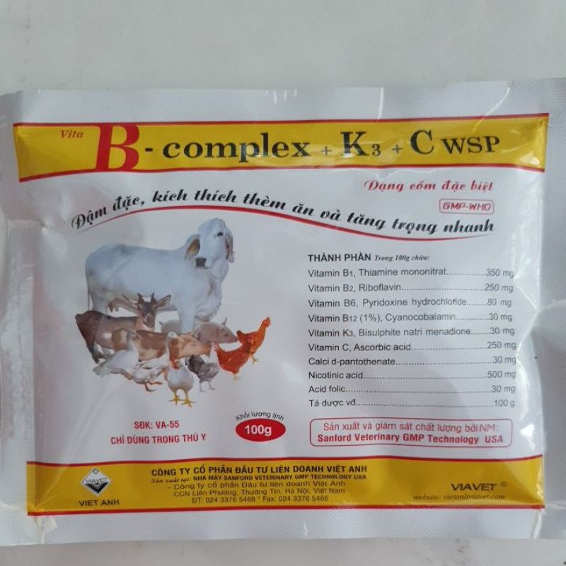 Thuốc bổ tổng hợp Bcomplex K3 C bổ sung vitamin và điện giải 100g