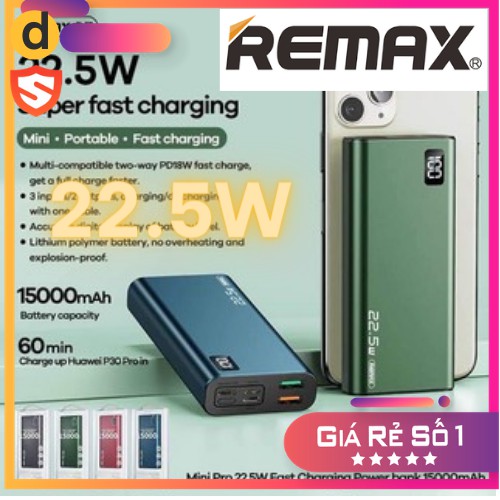 Sạc dự phòng Remax RPP-17 22.5W dung lượng 15.000mAh hỗ trợ 3 cổng vào lightning micro và type-C