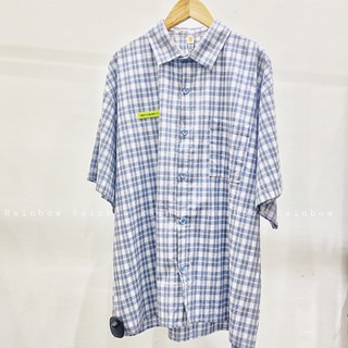 Áo sơ mi unisex kẻ caro xanh