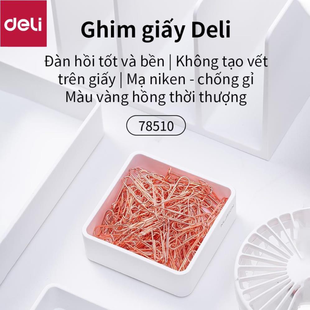 Ghim vòng Deli - mạ vàng hồng - 160 chiếc /1 hộp - 78510 [Deli]