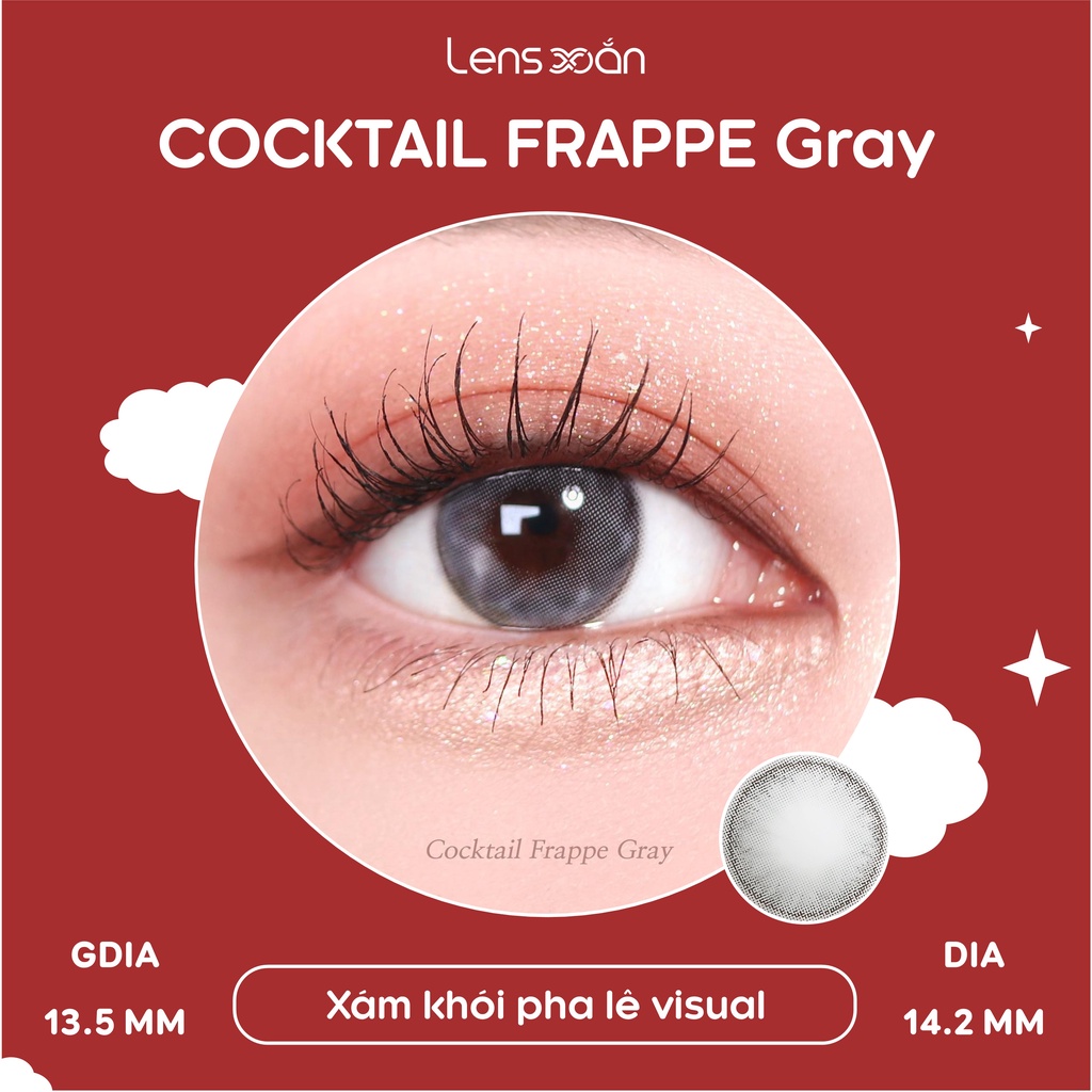 KÍNH ÁP TRÒNG COCKTAIL FRAPPE GRAY CỦA LENS ME: Lens xám hiệu ứng pha lê trong trẻo | Lens Xoắn