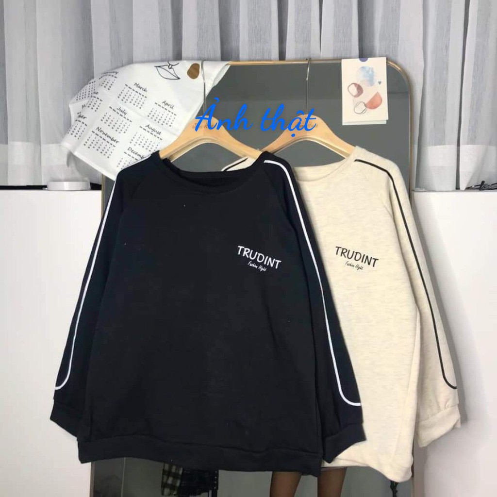 Áo sweater nỉ bông nam nữ HIGH SỌC TAY lót nỉ TRUDINT Unisex form rộng kiểu dáng Ulzzang hai màu trắng đen | BigBuy360 - bigbuy360.vn