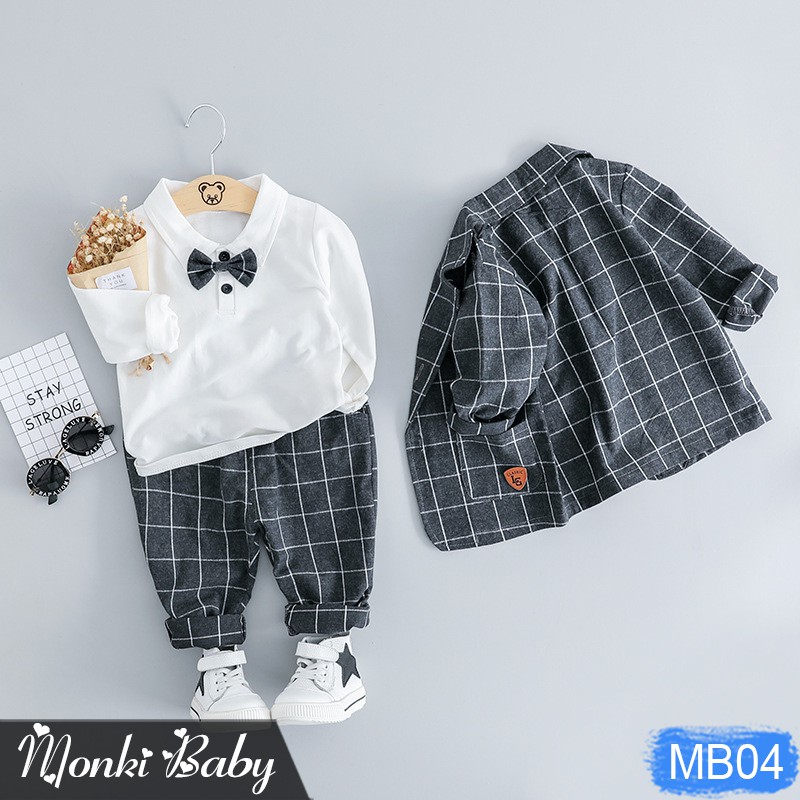 [LẺ SIZE 14-17kg] - Bộ trẻ em dáng vest 3 chi tiết cho bé trai, phong cách trẻ trung, mặc sinh nhật, sự kiện | MB04