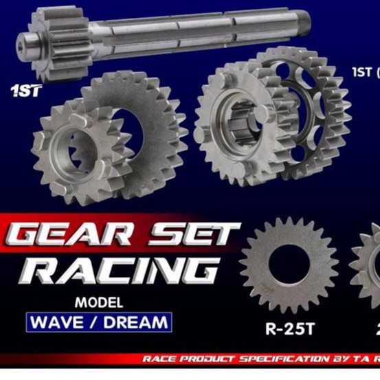 NHÔNG SỐ ĐỘ WAVE DREAM 100 EX5 TA RACING 4K - STARTER GEAR R-25 - 1ST=14T / 31T - 2ND=18T / 27T