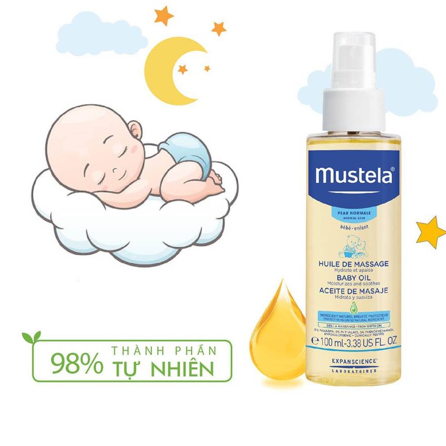 Mustela Baby Oil Dầu massage toàn thân cho bé 100ml