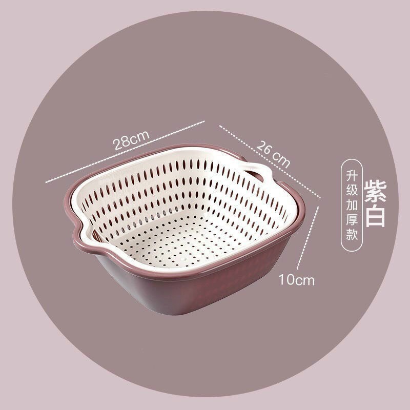 Bộ rổ nhựa rửa rau củ quả 6 món 2 lớp chất liệu nhựa PP an toàn