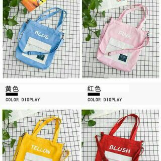 Túi Tote túi Đeo vai nữ phối màu ,tote đeo vai túi vải đeo chéo