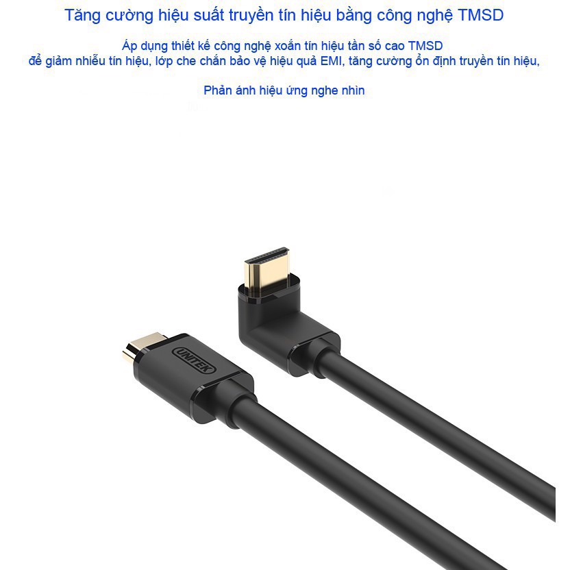 Dây HDMI 10M Đầu Vuông Góc Unitek Y-C1012 Chính Hãng (bẻ xuống )