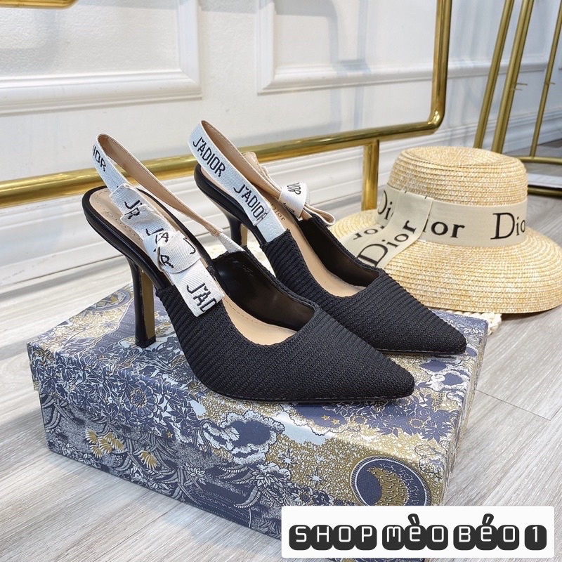 Sandal cd quai nơ gót nhọn cao fullbox