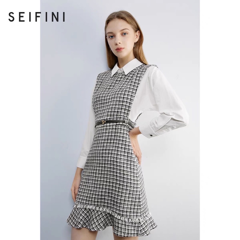 Đầm dạ mix sơ mi Seifini