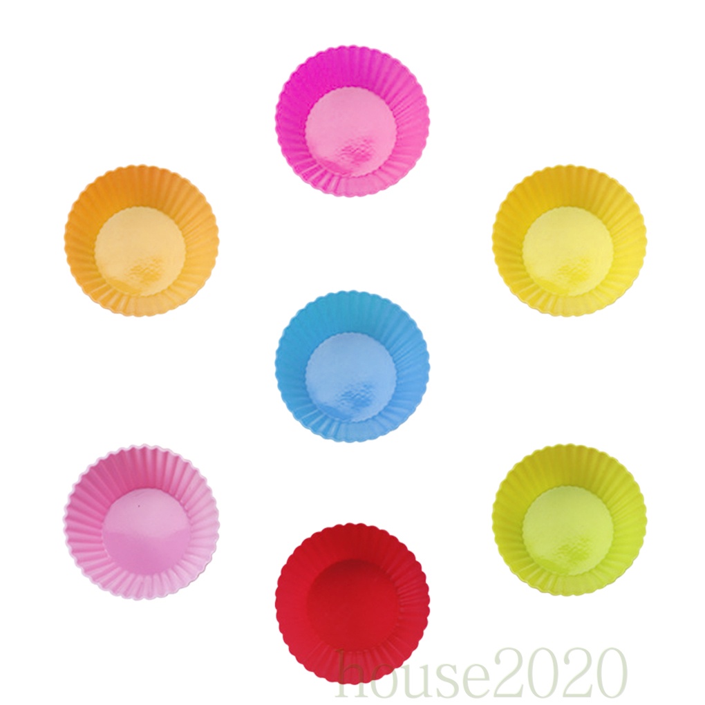 Khuôn Làm Bánh Cupcake / Socola Hình Tròn Bằng Silicon Chống Dính Diy Màu Sắc Ngẫu Nhiên 2020