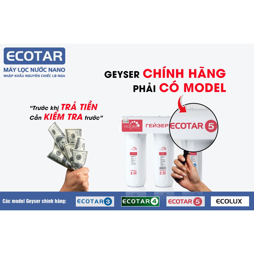 Máy Lọc Nước Nano Geyser Ecotar 5 - Không Dùng Điện Không Nước Thải