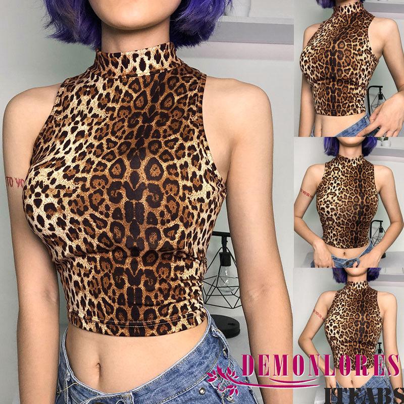 [Mã FAMAYWA giảm 10K đơn 50K] Áo Lửng Cổ Cao Họa Tiết Da Báo Gợi Cảm Cho Nữ | BigBuy360 - bigbuy360.vn