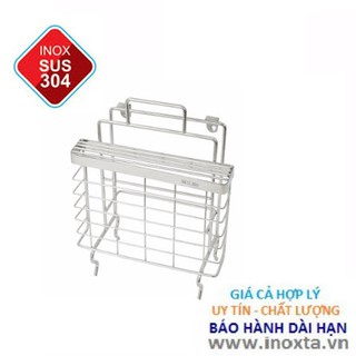 Kệ dao thớt inox 304, kệ dắt dao 2 thớt để bàn và treo KDT02