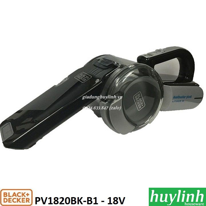 [Mã 159ELSALE hoàn 7% đơn 300K] Máy hút bụi cầm tay dùng pin 18V Black Decker PV1820BK-B1