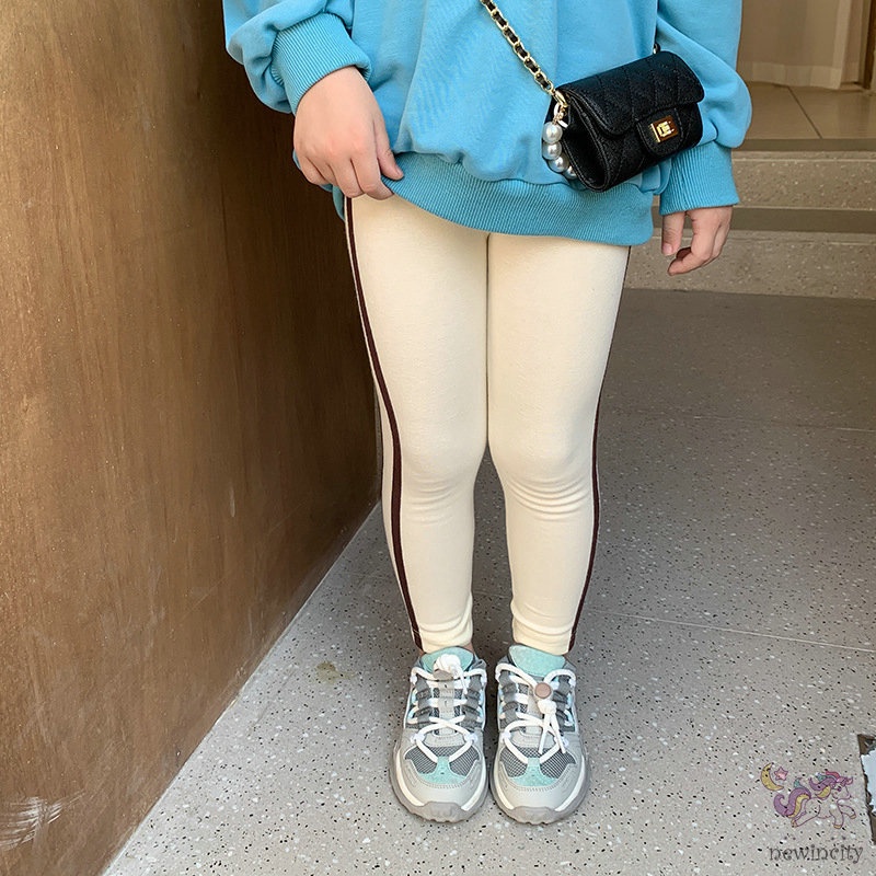 Quần Legging Thể Thao Họa Tiết Kẻ Sọc Chất Liệu Thân Thiện Với Da Phong Cách Hàn Quốc Cho Bé Gái