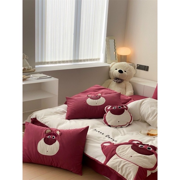 Set Chăn Ga Cotton Linen IGUN BEDDING Hoạt Hình Tặng Kèm Gối Bông