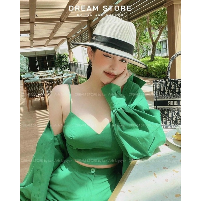 Set 3 Món Xốp Nhún Áo Khoác + Quần Short +Áo Ống Nhún