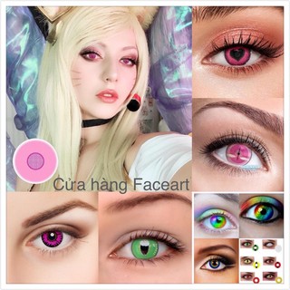 Lens mắt Màu Hồng- kính áp tròng màu Hồng/ trắng- contact lens nhiều Màu- Lens Câu Vòng Cosplay- kính áp tròng Cầu vong