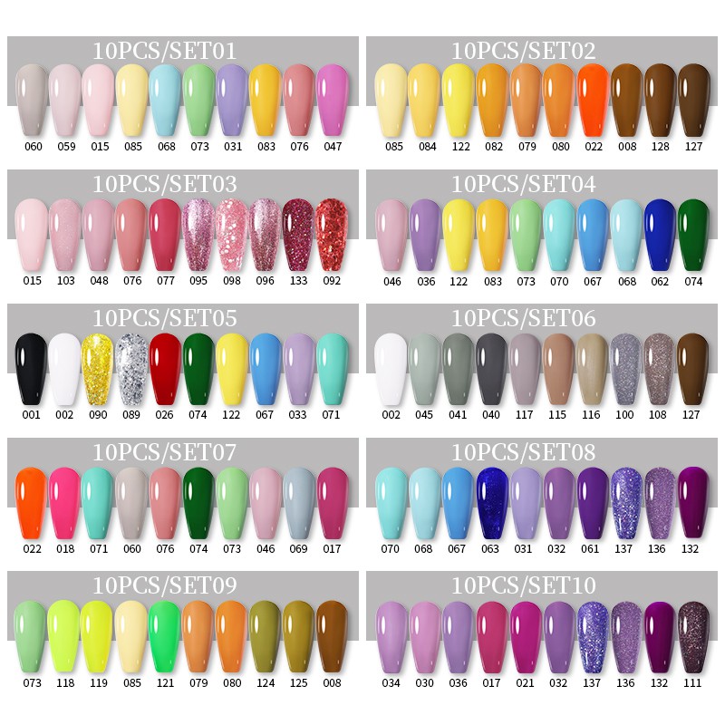 Set 10 gel sơn móng tay UR SUGAR màu sắc khác nhau tùy chọn thời trang 7ml