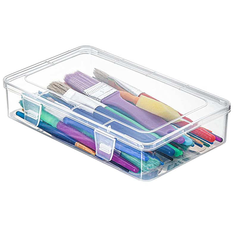 Set 12 Hộp Nhựa Rỗng Trong Suốt Kích Thước 8X5X1.75 Inch Có Thể Xếp Chồng Tiện Dụng