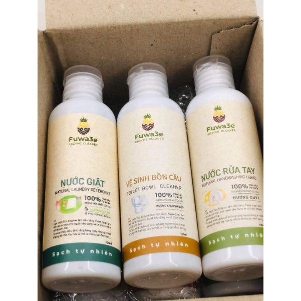 Combo 4 chai tẩy rửa dùng thử Fuwa3e 100ml - Enzym Sinh Học - Rửa bát fuwa3e, Lau sàn, Tẩy Bồn cầu, Nước giặt