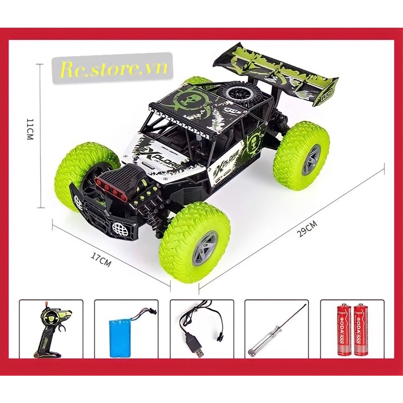 Xe điều khiển từ xa - ô tô địa hình đồ chơi có pin sạc, có đèn siêu tốc độ