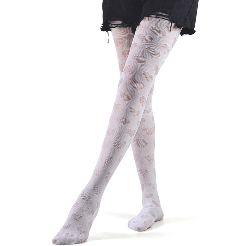 Xiangbao Quần Tất Lưới Họa Tiết Trái Tim Phong Cách Gothic Punk Harajuku Gợi Cảm Cho Nữ