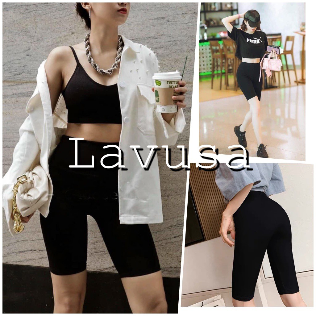 Quần Legging Lửng Nữ Tập Gym 🦋FREESHIP🦋 Quần Biker Ôm Dáng Ngắn LAVUSA
