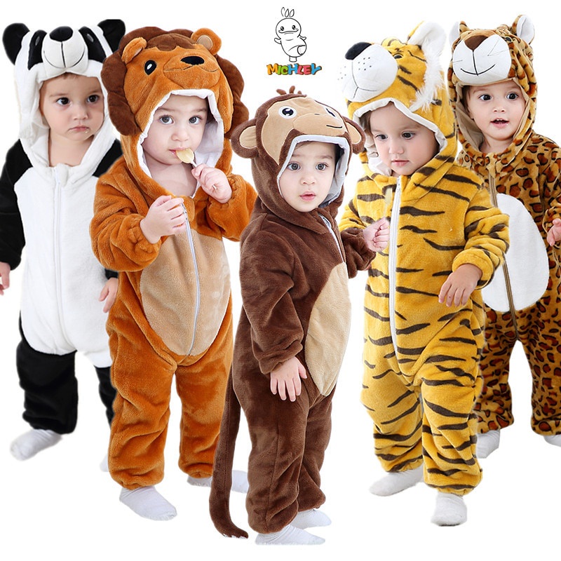 0-2Y Baby Rompers Boy Girl Fox/monkey/tiger Clothes Toddler Cartoons  Jumpsuit New Born Baby