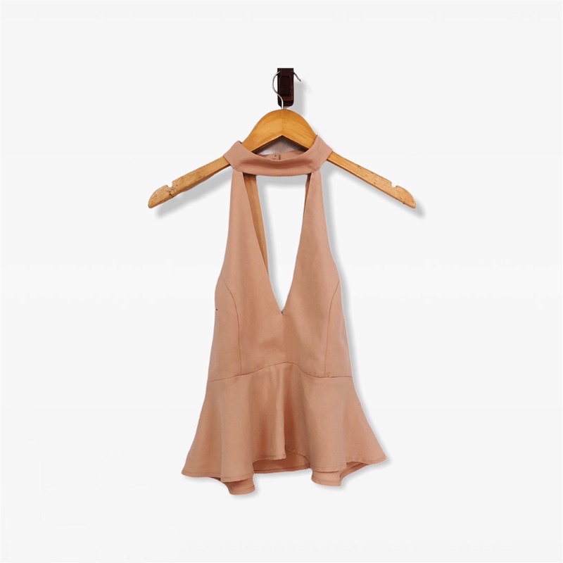 (Pass) Thanh lý áo voan nude hở lưng f21 xuất chuẩn