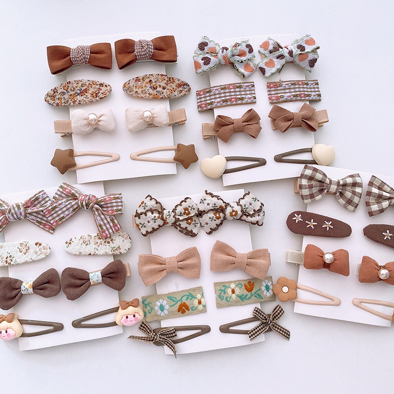Set 8 Kẹp Tóc Nơ Vải Màu Sắc Kẹo Ngọt Phong Cách Hàn Quốc Cho Bé Gái