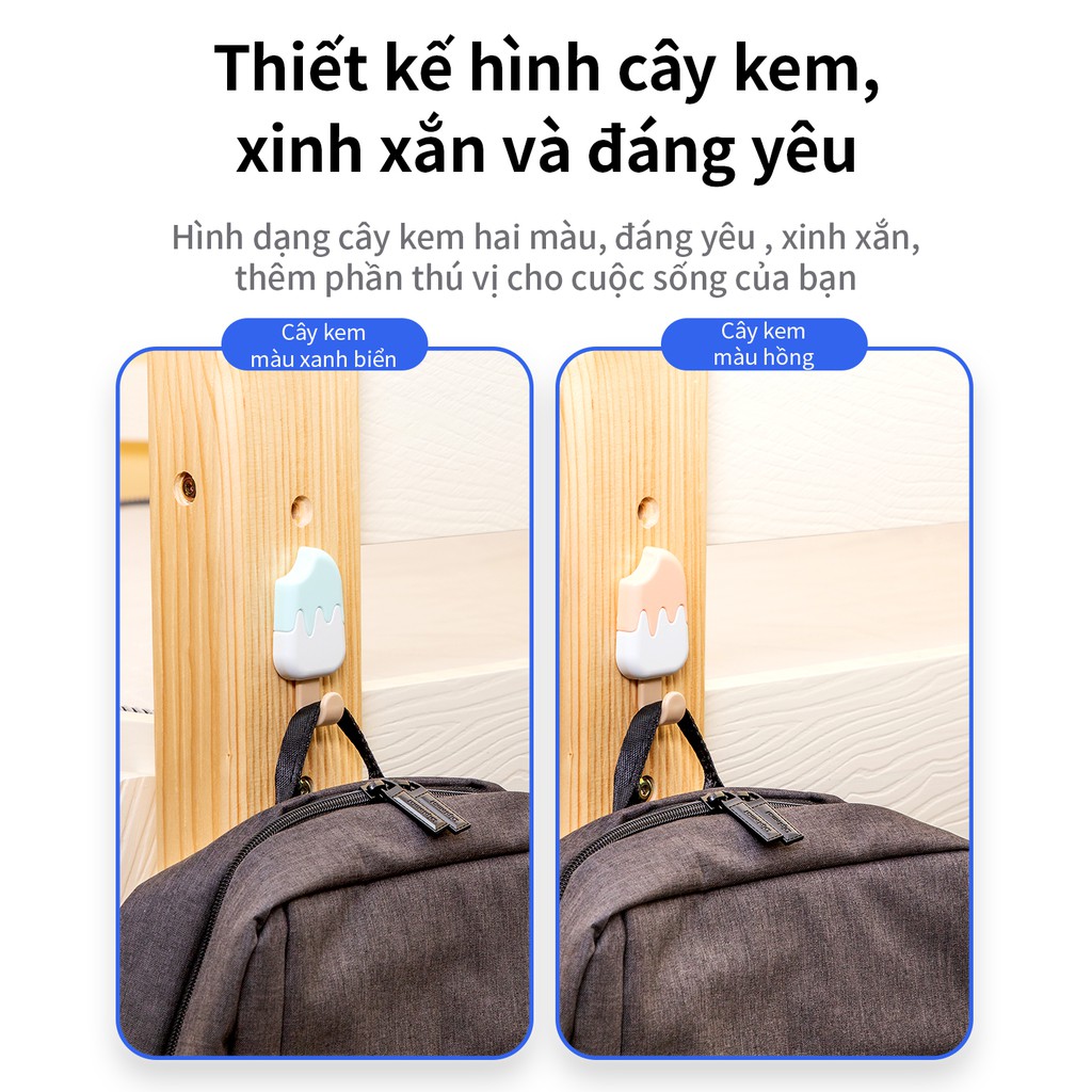 Vỉ 2 chiếc Móc dán treo tường hình cây kem Deli - Thiết kế cute dễ thương, đáng yêu - Chịu lực tốt, chắc chắn - 19364