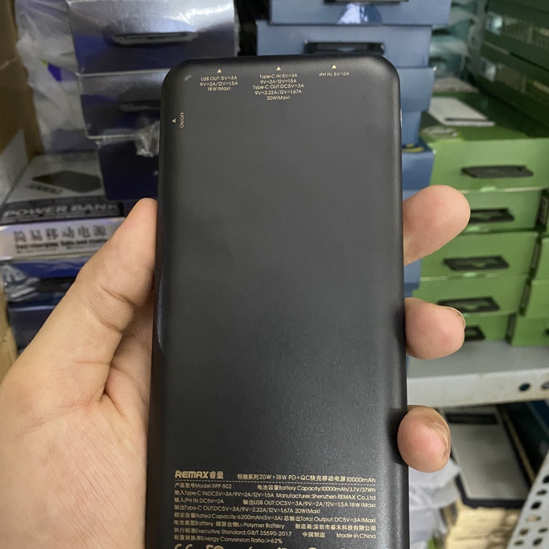 Pin dự phòng sạc nhanh Remax RPP-502 10000mAh siêu mỏng - hỗ trợ QC 18W và PD 20W (2 màu tuỳ chọn) Nhất Tín Computer