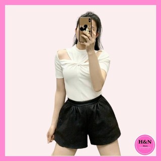 Áo Thun nữ cộc tay, áo cộc phông nữ thiết kế khoét vai, form ôm cực xinh - H&N Shop