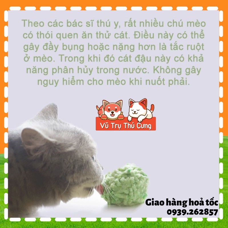 Cát đậu nành Tofu vệ sinh cho Mèo vón cục khử mùi