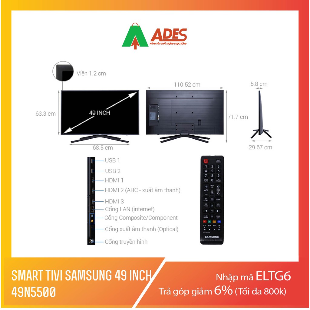 Smart Tivi Samsung 49 inch 49N5500, Full HD, Tizen OS