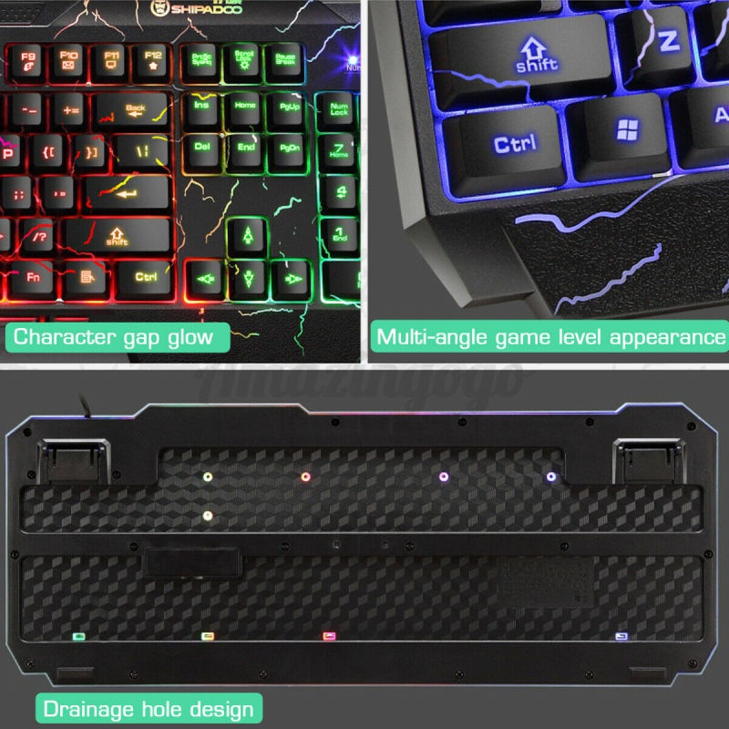 Bộ Bàn Phím Và Chuột Chơi Game Không Dây Có Đèn Led Rgb