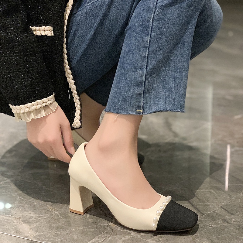 Giày cao gót mũi vuông thời trang Hàn Quốc tùy chọn màu sắc dành cho nữ