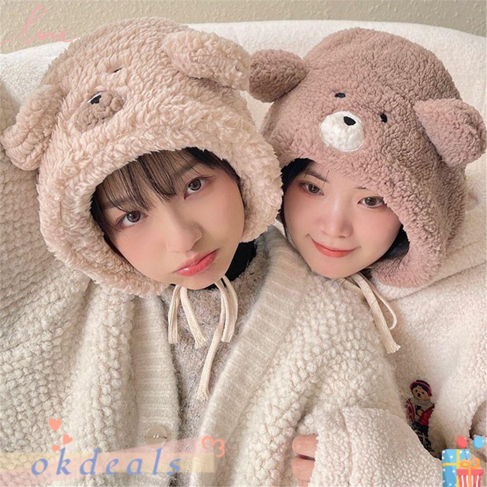 Mũ Beanie Tai Gấu Dễ Thương Chống Gió Cho Nữ