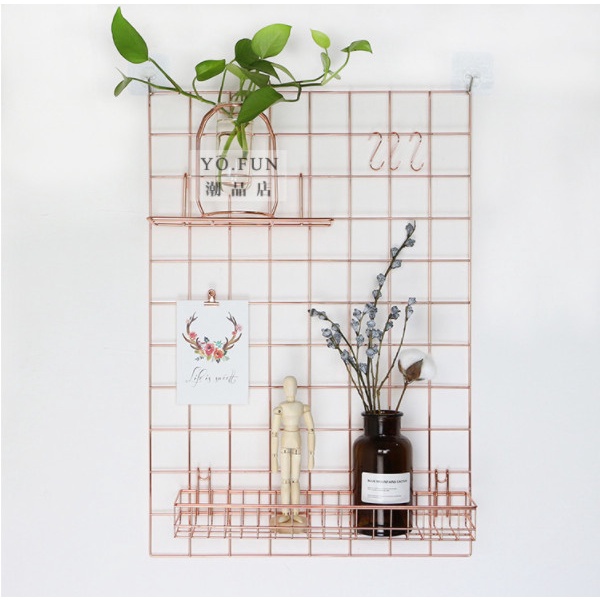 [ bán theo tấm] Tấm lưới sắt trang trí deco treo ảnh nối đèn - tấm lưới đa năng tặng kèm chốt gắn