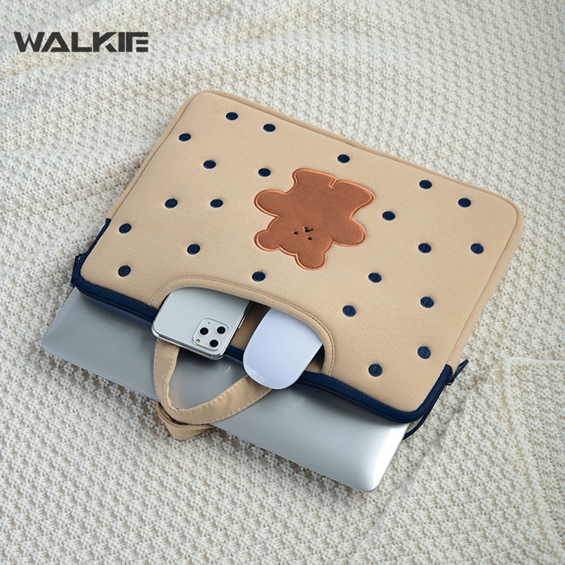 Túi laptop/Túi cầm tay máy tính bảng WALKIE gấu dễ thương cho Xiaomi Dell MacBook Air Pro 11 12 13 14 15.6 inch