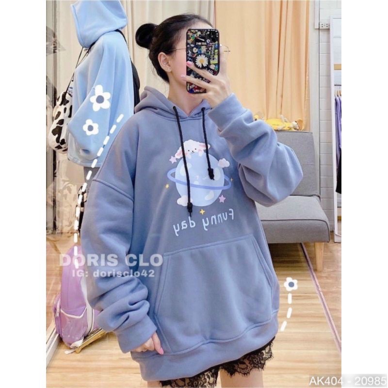 Áo Hoodie Nỉ Bông Tay Phồng Hàng QC Chất Dày Dặn Áo Hoodie Nữ Form Rộng Unisex SWEATER Nữ FUNNY DAY - AK3404 | BigBuy360 - bigbuy360.vn