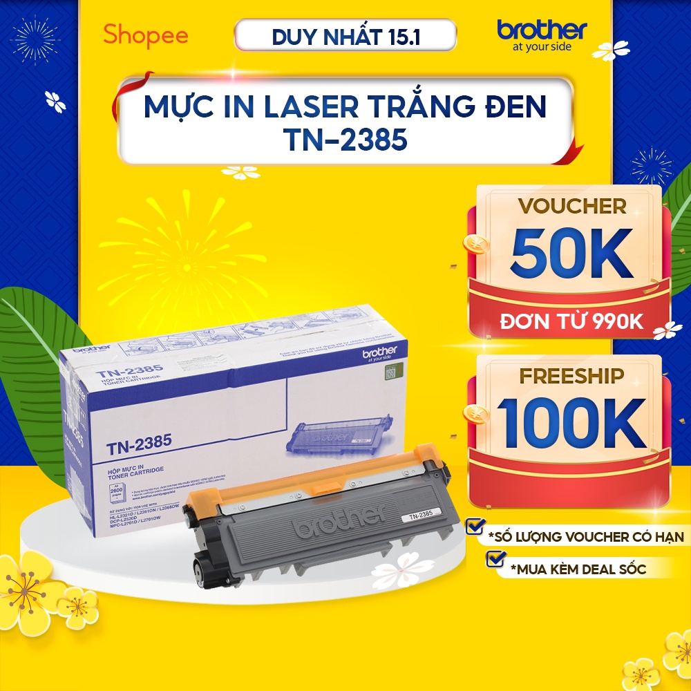 Mực in laser trắng đen Brother TN2385 cho HLL2321D/2361DN/2366DW/MFC