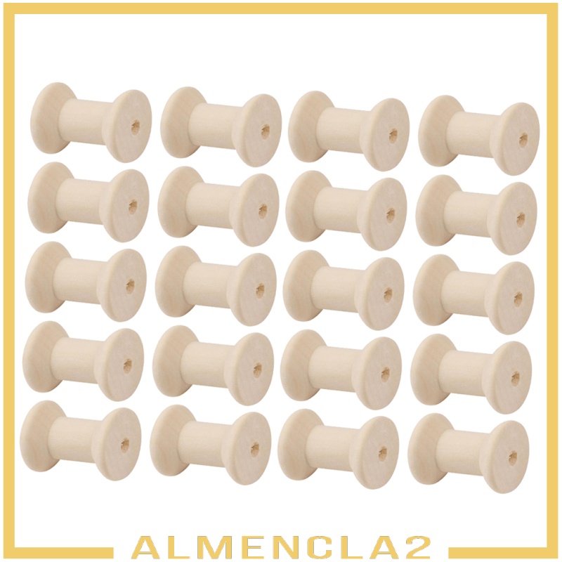 [ALMENCLA2] 20pcs Wooden Bobbins Thread Spools Cross Stitch Sewing Floss Storage 48x31mm