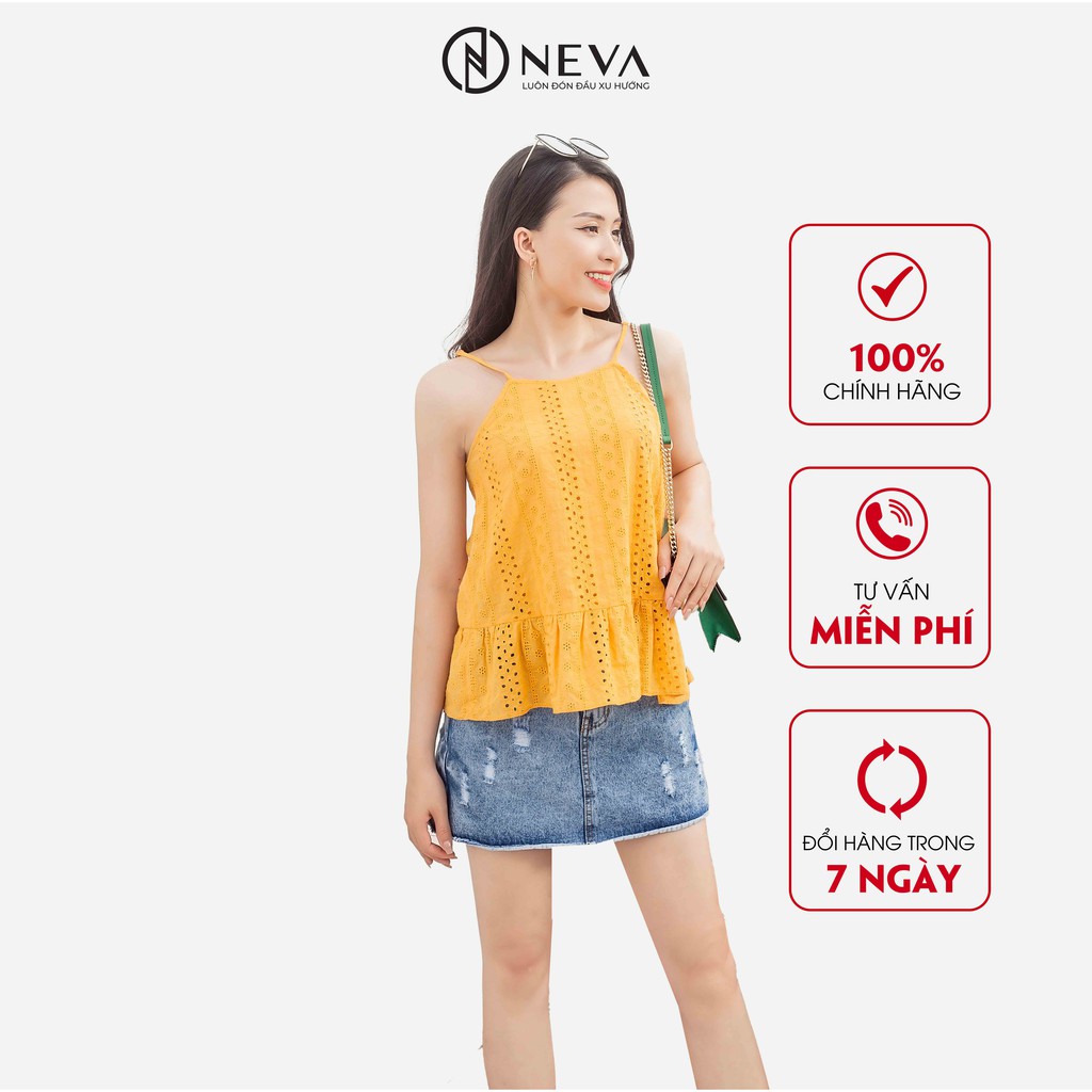 Chân váy mini jean NEVA màu xanh trẻ trung B230090