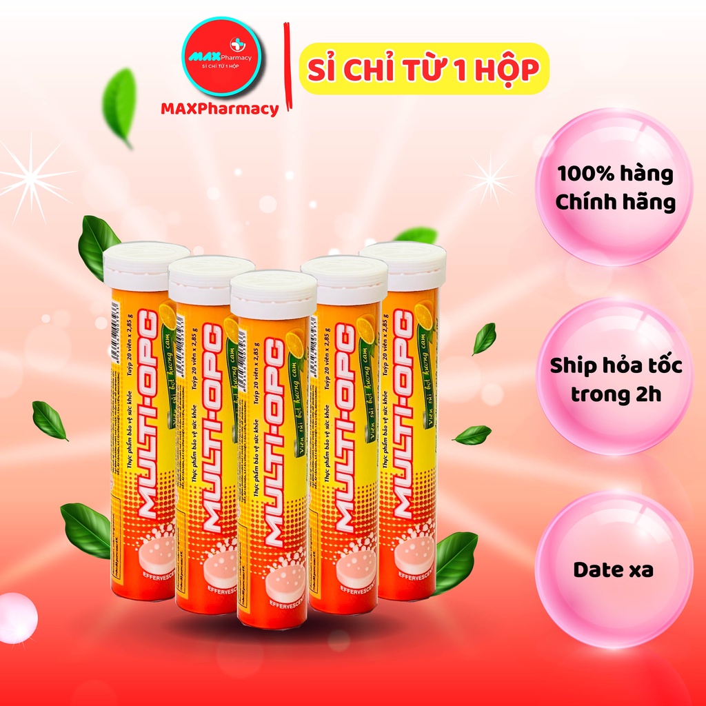 COMBO 10 TUÝP Viên Sủi Bổ Sung Vitamin MULTI-Opc Multivitamin vị cam Tuýp 20 viên - Maxpharmacy